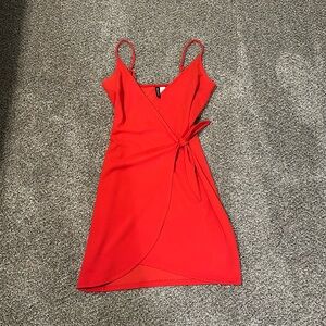 H&M Red Wrap Mini Dress